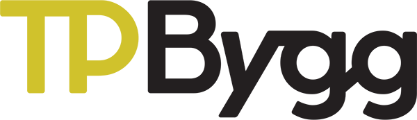 Mörk logotyp för TP Bygg